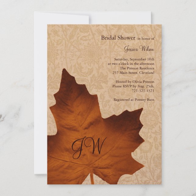 Orange Vintage Monogrammed Möhippa Inbjudan (Framsida)