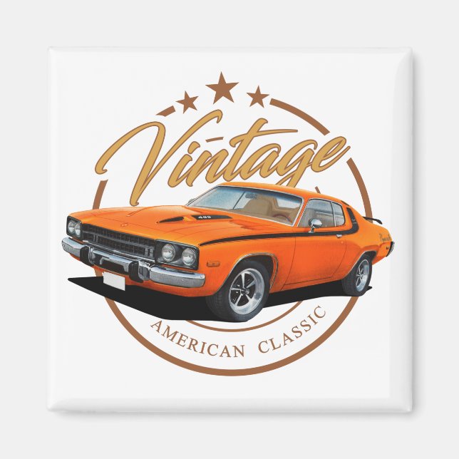 Orange Vintage Roadrunner Magnet (Framsidan)