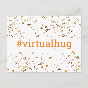 Orange Virtuell Kram Hashtag Guld Falskt Konfetti Vykort