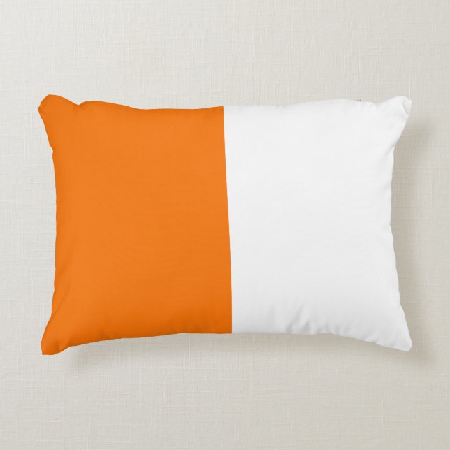 Orange Vit 2 Färg tondelande halv uppdelning Prydnadskudde (Framsidan)