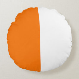 Orange Vit 2 Färg tondelande halv uppdelning Rund Kudde