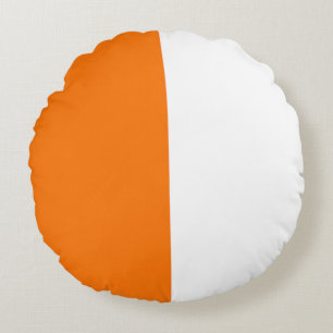 Orange Vit 2 Färg tondelande halv uppdelning Rund Kudde
