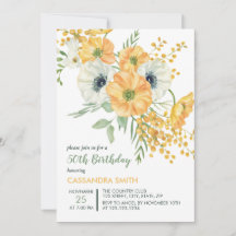 Orange & vit Anemone Vår Blommigt Birthday