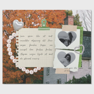 Orange Vit Beige Höst Scrapbook Foto Bok Presentpapper