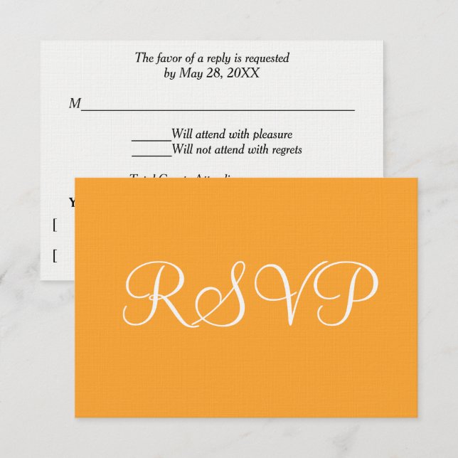 Orange Vit Bröllop OSA Kort (Fram/baksida)