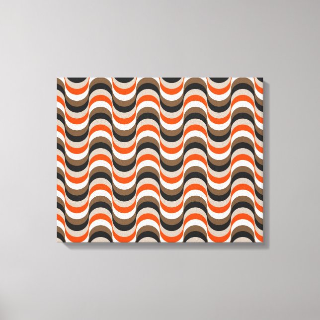 Orange, vit, brun Retro Femty Abstrakt Art Canvastryck (Framsida)