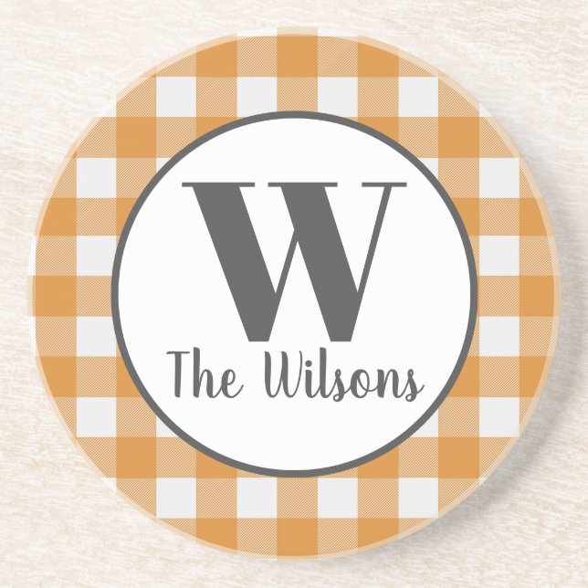 Orange Vit Buffalo Play Monogram Underlägg (Framsidan)