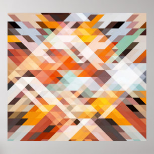 Orange Vit geometri: Polygonbakgrund Poster