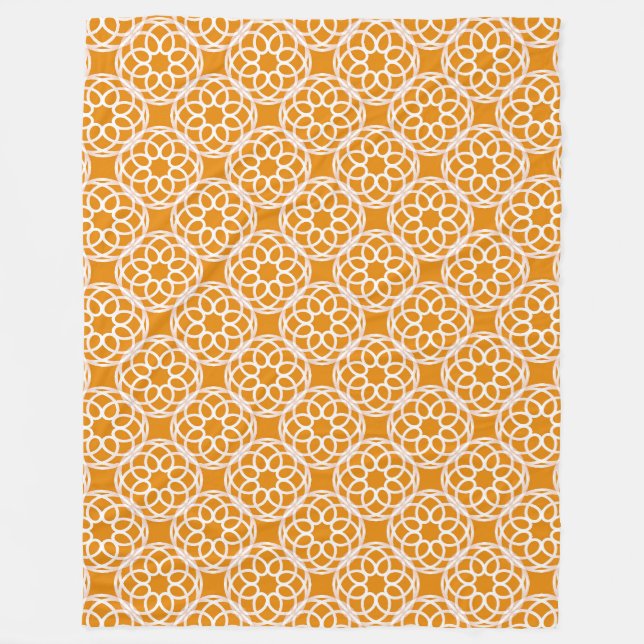 Orange Vit geometrisk sömlös Mönster Fleecefilt (Framsidan)