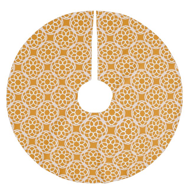 Orange Vit geometrisk sömlös Mönster Julgransmatta Borstad Polyester (Framsidan)