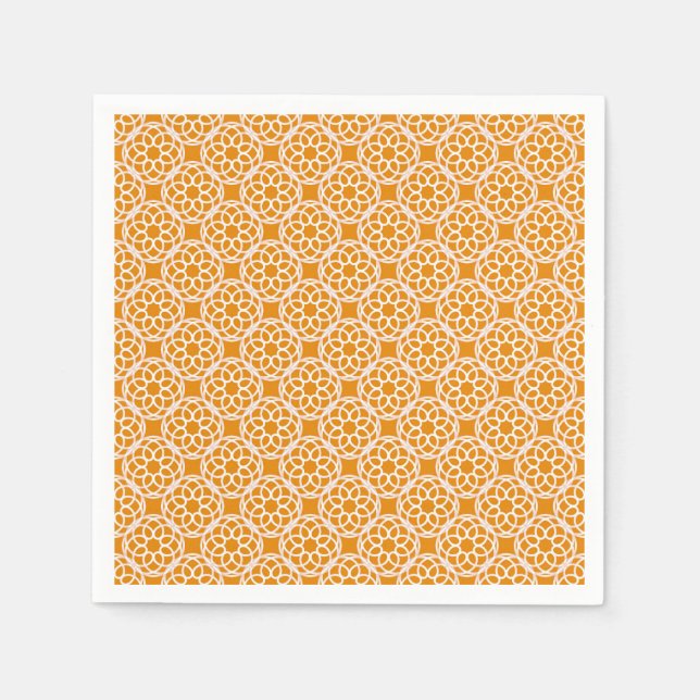 Orange Vit geometrisk sömlös Mönster Pappersservett (Framsidan)