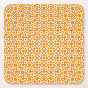 Orange Vit geometrisk sömlös Mönster Underlägg Papper Kvadrat