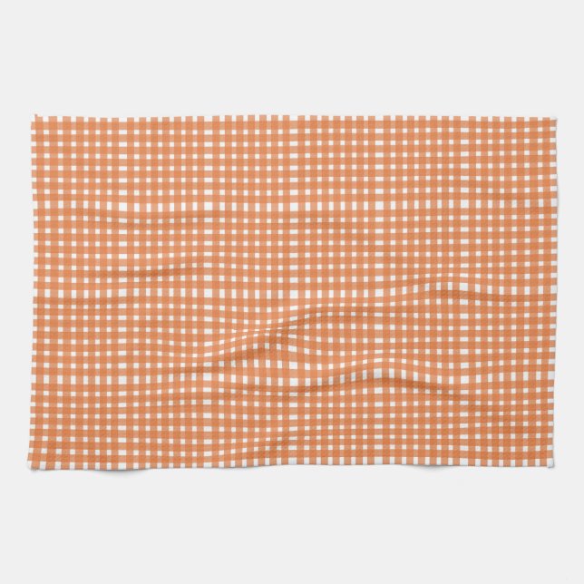 Orange Vit Gingham Mönster Kökshandduk (Horisontell)