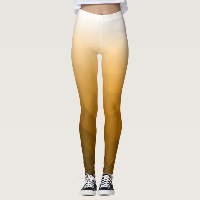 Orange Vit Gradient Geometrisk Mesh Mönster Leggings (Framsida)
