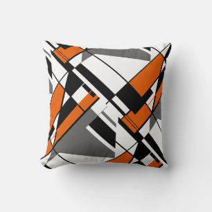 Orange Vit Grått Black Abstrakt Angular Art Motif Kudde