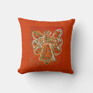Orange, vit, Guld Angel Decorative Dekorativ kudde