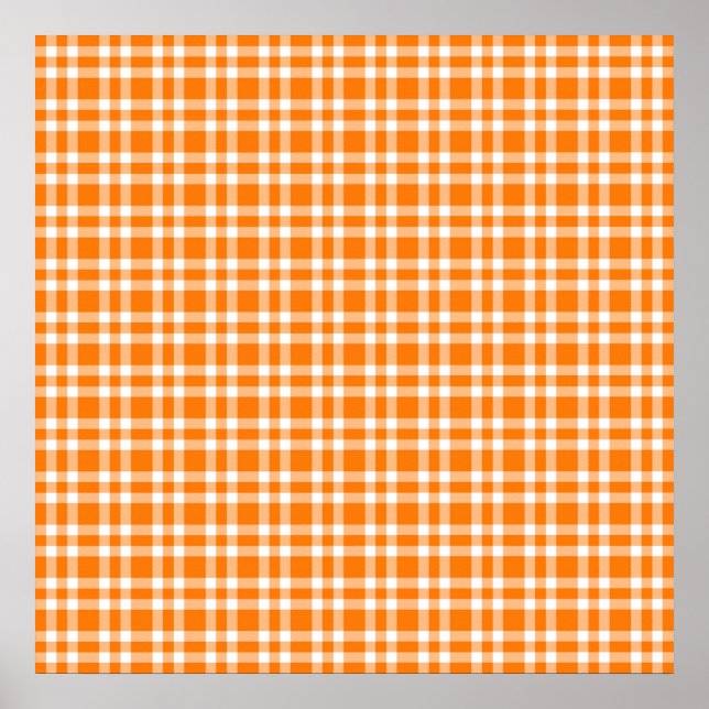 Orange Vit Karomott Mönster Poster (Framsidan)