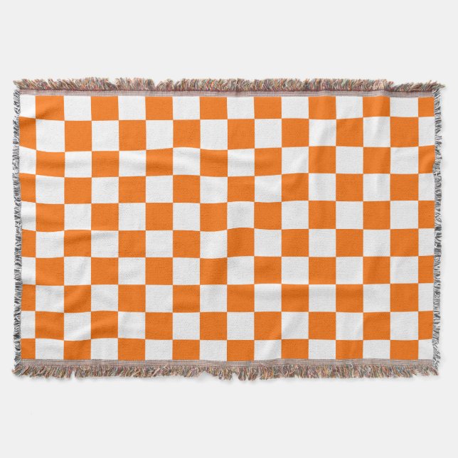 Orange Vit kontrollerad Mönster Filt (Framsidan)
