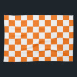 Orange Vit kontrollerad Mönster Kökshandduk<br><div class="desc">Orange- och vitkontrollsrutor för geometriska rutor Mönster design</div>