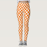 Orange Vit kontrollerad Mönster Leggings<br><div class="desc">Orange- och vitkontrollsrutor för geometriska rutor Mönster design</div>