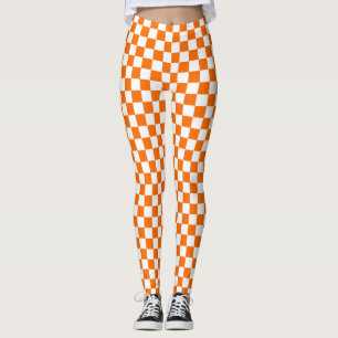 Orange Vit kontrollerad Mönster Leggings