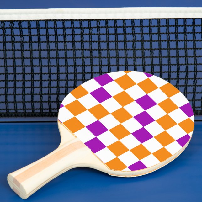 Orange Vit Lila Rutig Mönsterdesign  Pingisracket (Insitu)