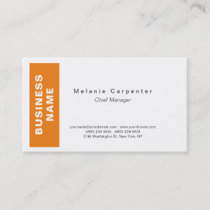 Orange Vit minimalistisk modern sladd Visitkort