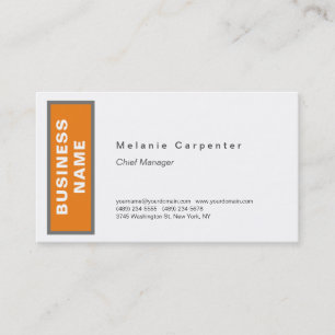 Orange Vit minimalistisk modern sladd Visitkort