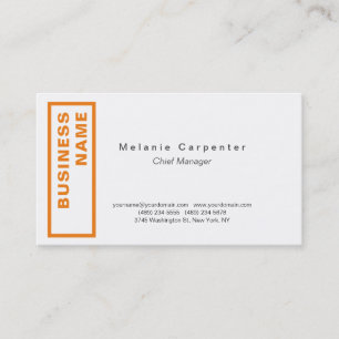 Orange Vit, minimalistiskt, modernt, enkelt Office Visitkort