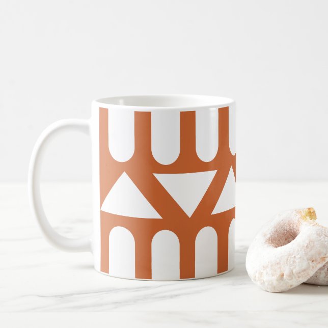 Orange Vit modern geometrisk Kaffemugg (Med munk)
