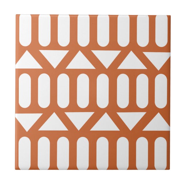 Orange Vit Modern Geometrisk Kakelplatta (Framsidan)