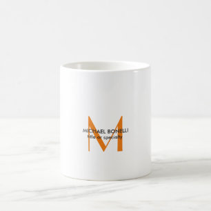 Orange Vit monogram Modern Minimalist Kaffemugg