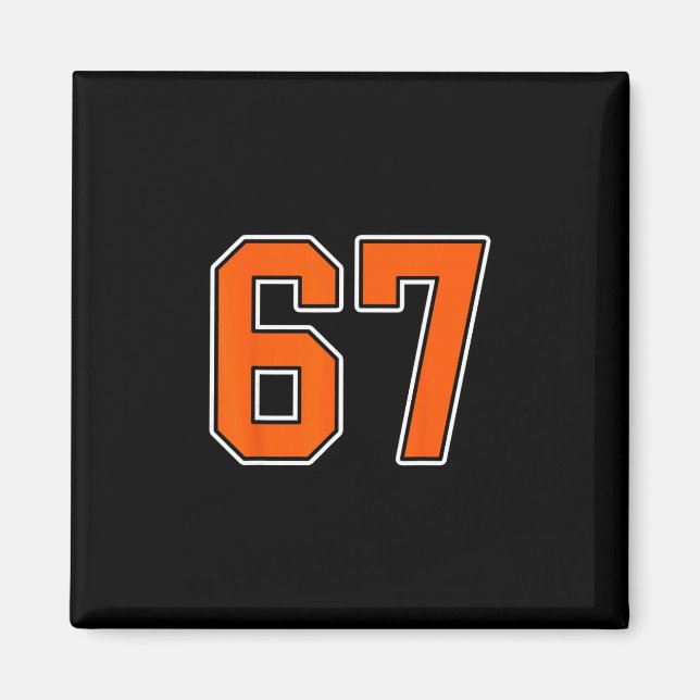 Orange Vit Nummer 67 Tröja Spelaruniform #67  Magnet (Framsidan)