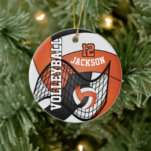 Orange, vit och svart 🏐 julgransprydnad keramik