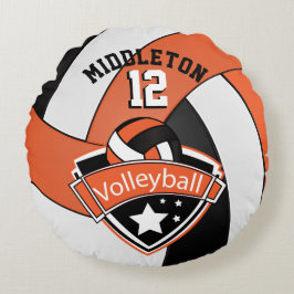 Orange, vit och svart personlighet Volleyball Rund Kudde
