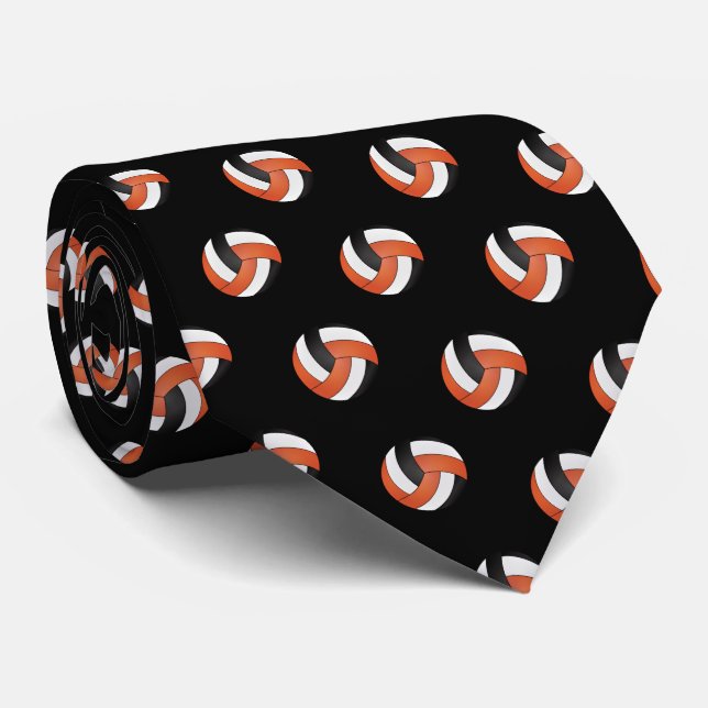 Orange, vit och svart volleyboll slips (Rullad)