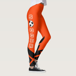 Orange-, vit- och svartfotbollspelare leggings