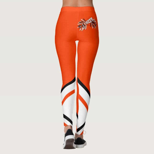 Orange-, vit- och svarthejaklacksledaremegafon leggings (Baksida)