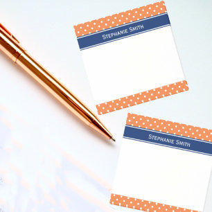 Orange, vit polkatodpunkt med Royal blå Post-it Block
