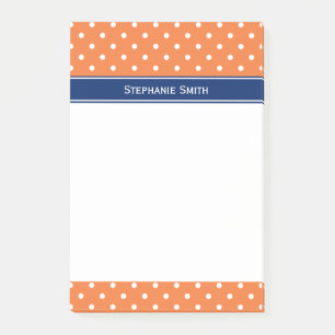 Orange, vit polkatodpunkt med Royal blå Post-it Block