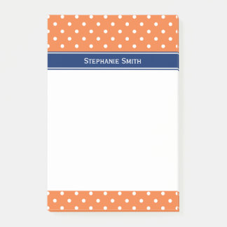 Orange, vit polkatodpunkt med Royal blå Post-it Block