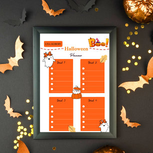 Orange vit pumkin Colorful Halloween Planner Poster