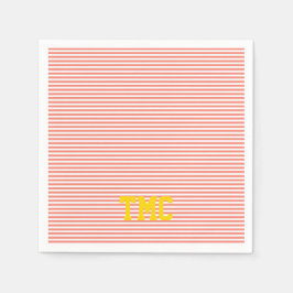 orange, vit rand monogram initialer-vallmo pappersservett