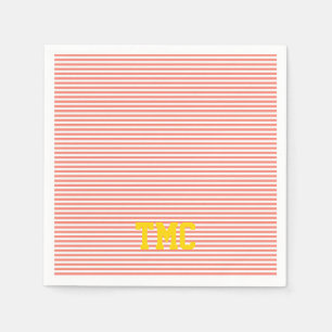 orange, vit rand monogram initialer-vallmo pappersservett