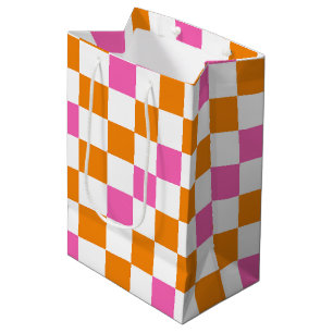 Orange Vit Rosa Rutig Mönsterdesign 