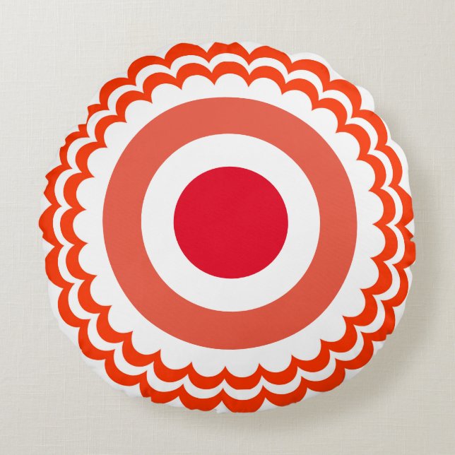 Orange vit rund kudde (Framsidan)