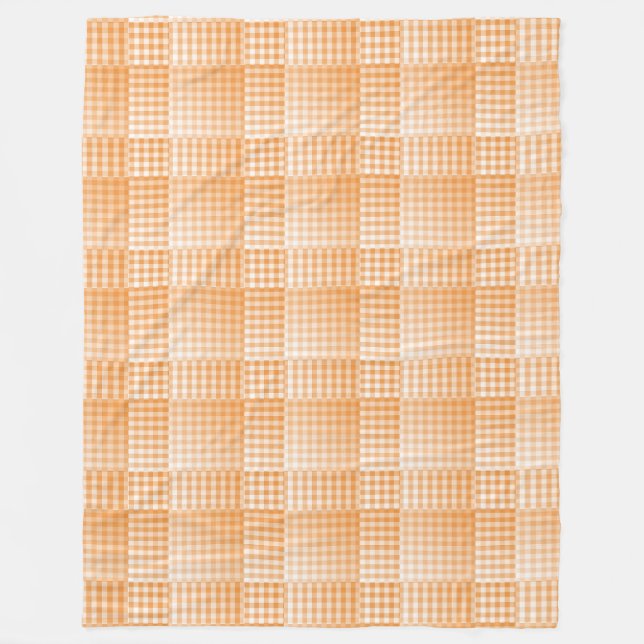 Orange Vit Rutig Abstrakt Mönster Fleecefilt (Framsidan)