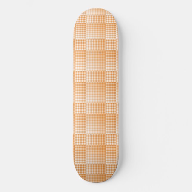 Orange Vit Rutig Abstrakt Mönster Mini Skateboard Bräda 18,5 Cm (Framsida)
