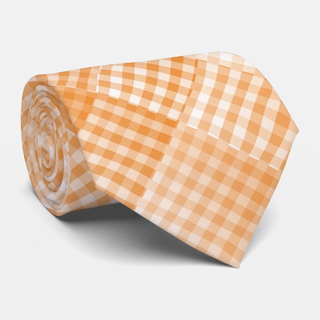 Orange Vit Rutig Abstrakt Mönster Slips (Rullad)