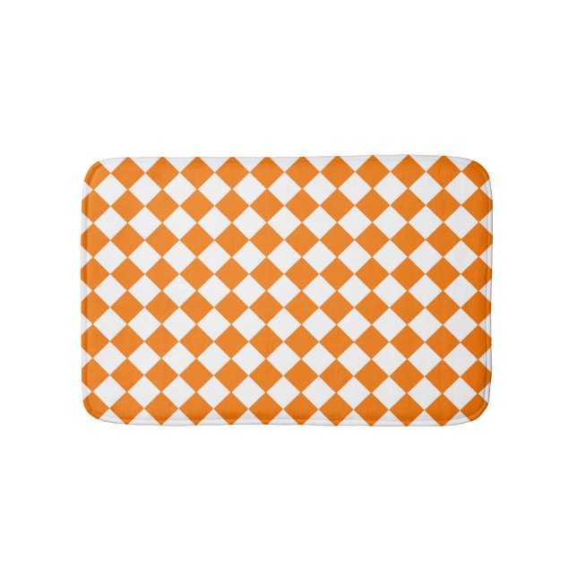 Orange Vit Rutig Diamant Mönster Badrumsmatta (Framsidan)